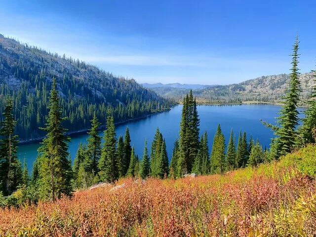 A stunning lake surrounded by pine trees and mountains in McCall, Idaho.
